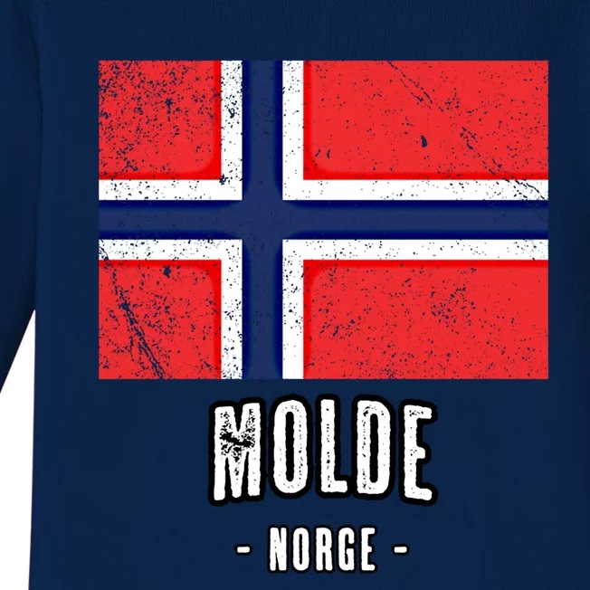 City Of Molde Gift Norway No Norwegian Flag Merch Gift Graphic Gift Baby Long Sleeve Bodysuit