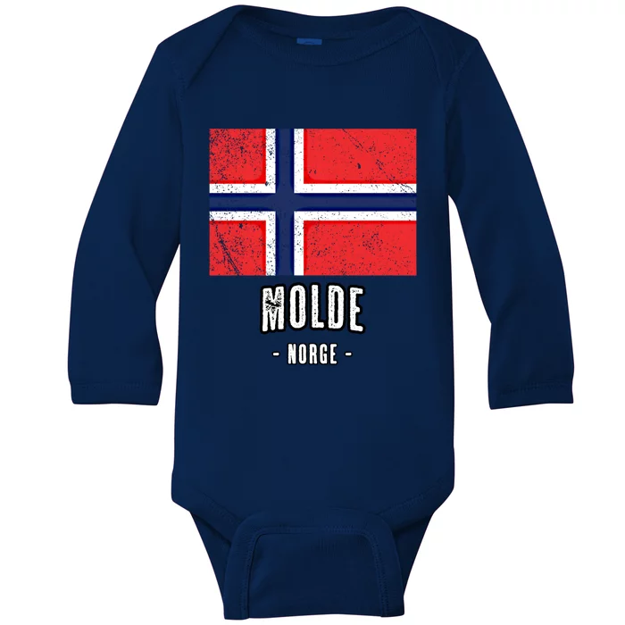 City Of Molde Gift Norway No Norwegian Flag Merch Gift Graphic Gift Baby Long Sleeve Bodysuit