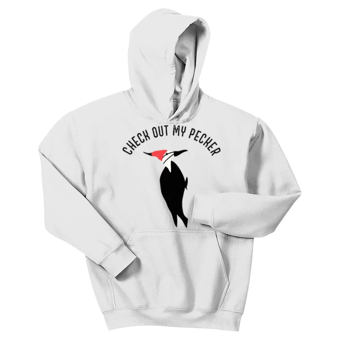 Check Out My Pecker Funny Woodpecker Bird Kids Hoodie