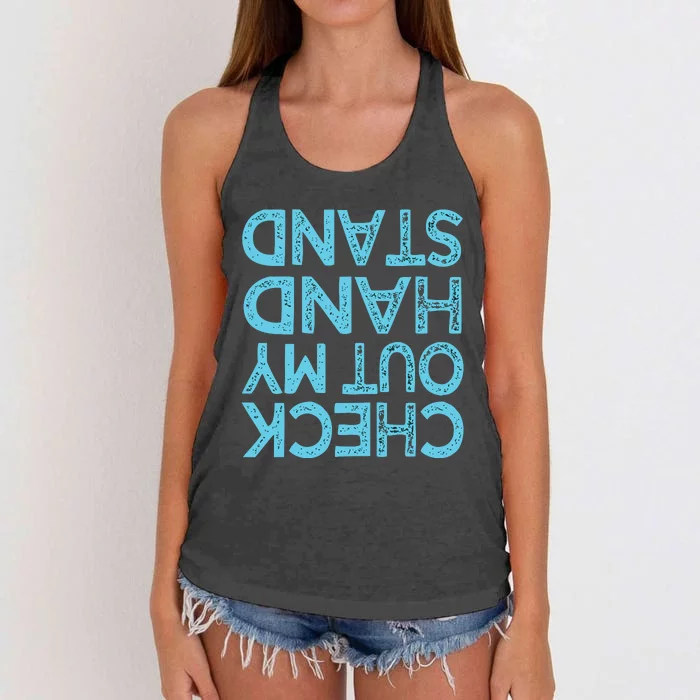 Check Out My Handstand Funny Gymnastics Gift Boy Girl Women's Knotted Racerback Tank