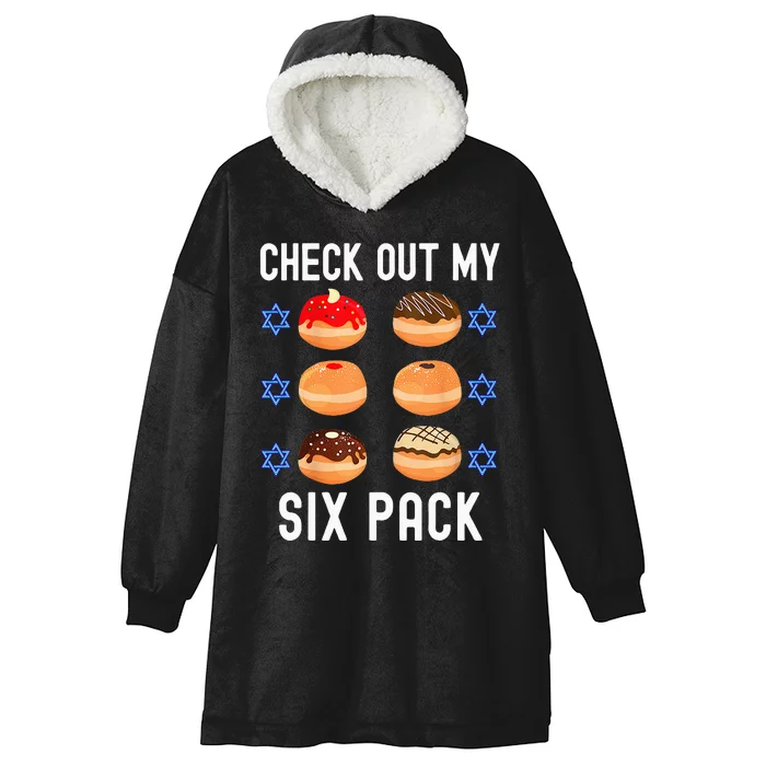 Check Out My Six Pack Donut Abs Hanukkah Chanukah Hooded Wearable Blanket