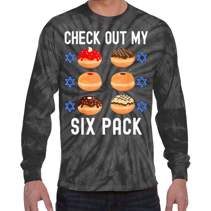 Check Out My Six Pack Donut Abs Hanukkah Chanukah Tie-Dye Long Sleeve Shirt