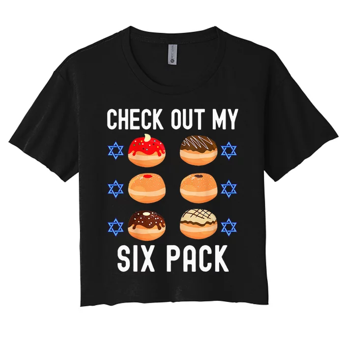 Check Out My Six Pack Donut Abs Hanukkah Chanukah Women's Crop Top Tee