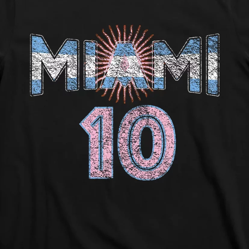 City Of Miami Argentina Blue Pink Sun 10 Flag T-Shirt