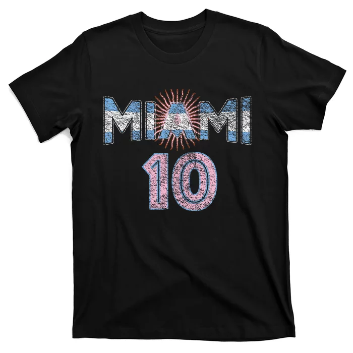 City Of Miami Argentina Blue Pink Sun 10 Flag T-Shirt