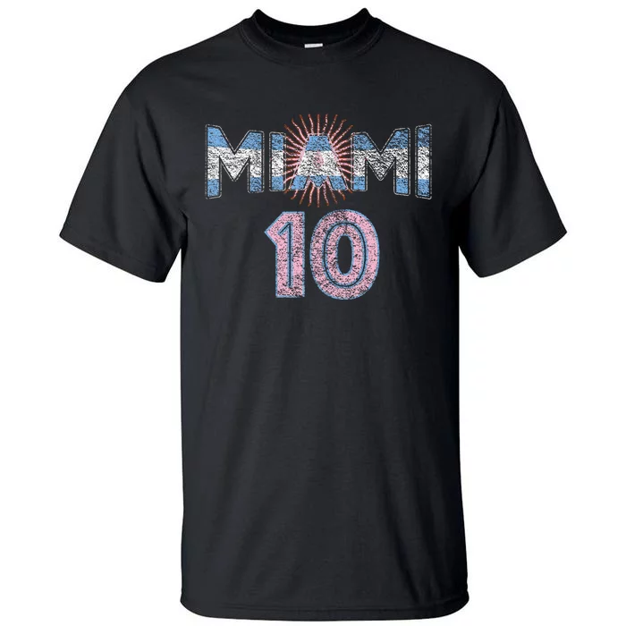 City Of Miami Argentina Blue Pink Sun 10 Flag Tall T-Shirt