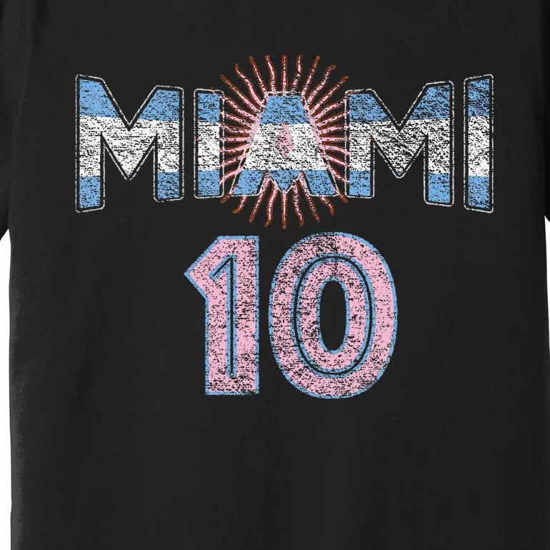 City Of Miami Argentina Blue Pink Sun 10 Flag Premium T-Shirt