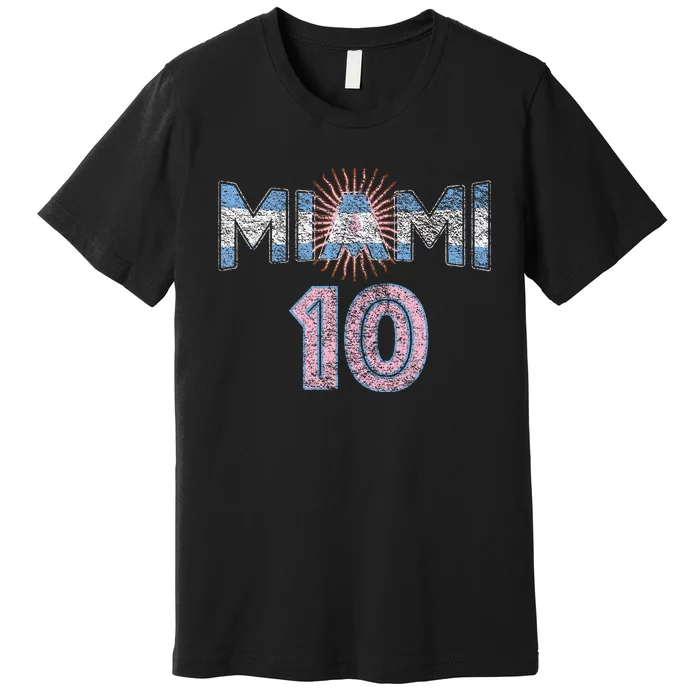 City Of Miami Argentina Blue Pink Sun 10 Flag Premium T-Shirt