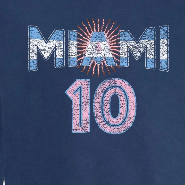 City Of Miami Argentina Blue Pink Sun 10 Flag Garment-Dyed Sweatshirt