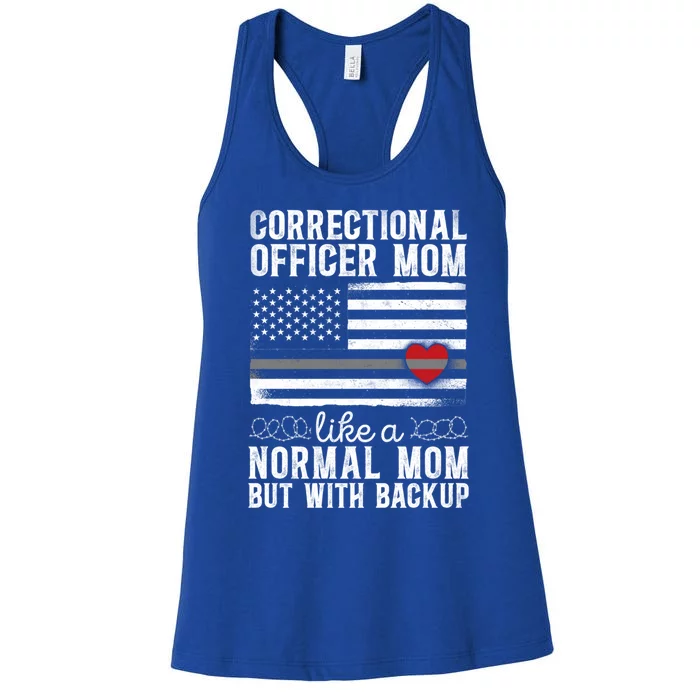 Correctional Officer Mom Mother Heart American Flag Cool Gift Women's Racerback Tank