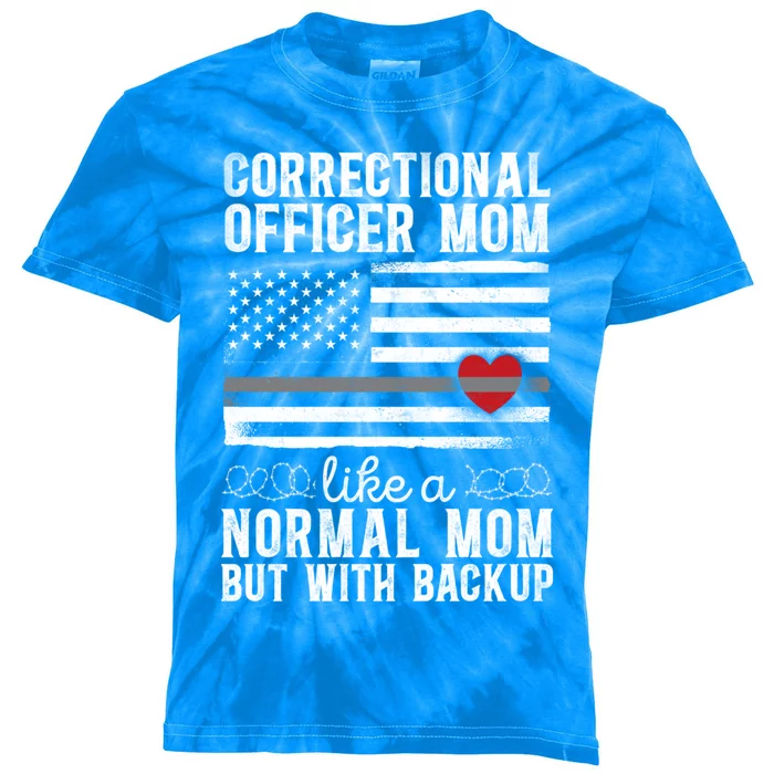 Correctional Officer Mom Mother Heart American Flag Cool Gift Kids Tie-Dye T-Shirt