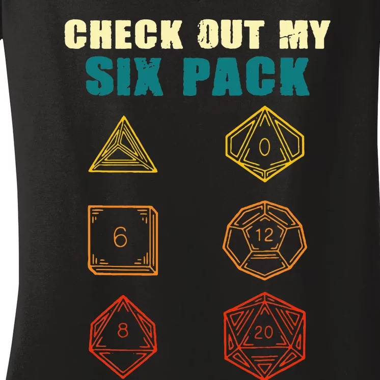 Check Out My Six Pack Dice For D.20 RPG Gamer Women's V-Neck T-Shirt