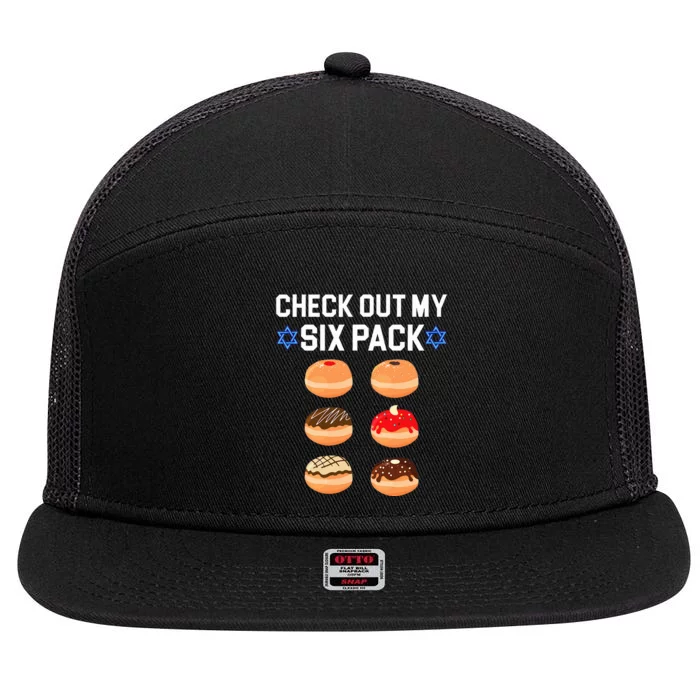 Check Out My Six Pack Donut Abs Hanukkah Chanukah 7 Panel Mesh Trucker Snapback Hat