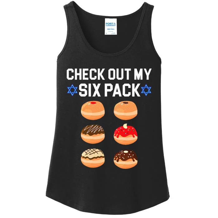 Check Out My Six Pack Donut Abs Hanukkah Chanukah Ladies Essential Tank