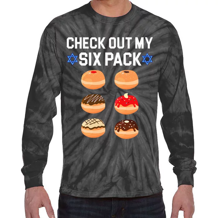 Check Out My Six Pack Donut Abs Hanukkah Chanukah Tie-Dye Long Sleeve Shirt