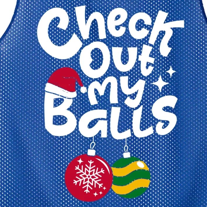 Check Out My Balls Christmas Xmas Sarcastic Joke Mesh Reversible Basketball Jersey Tank