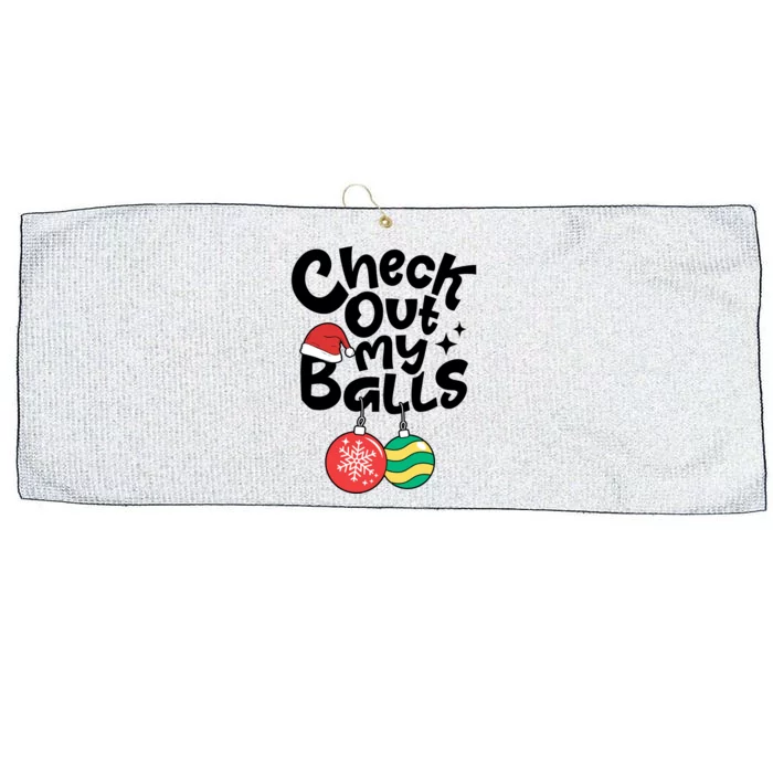 Check Out My Balls Christmas Xmas Sarcastic Joke Large Microfiber Waffle Golf Towel