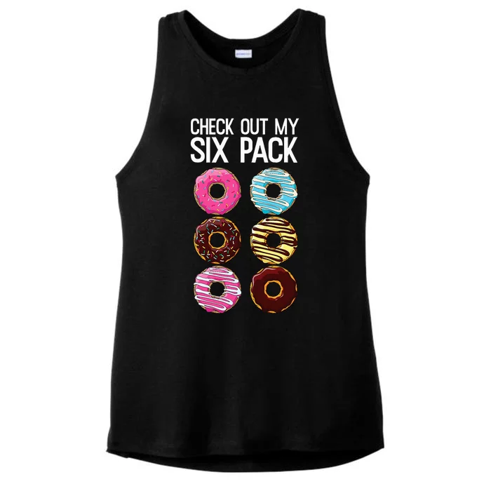 Check Out My Six Pack Funny Donut Lover Dad Bod Junk Food Ladies Tri-Blend Wicking Tank