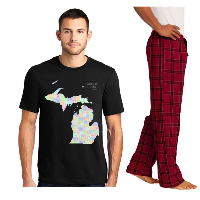 Counties Of Michigan Illustration Map Pajama Set