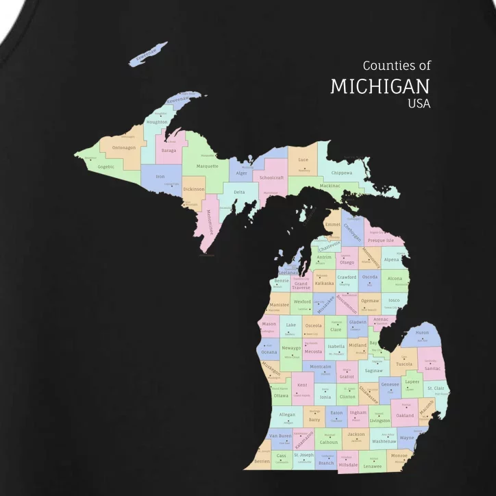 Counties Of Michigan Illustration Map Performance Tank