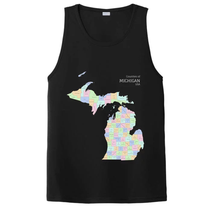 Counties Of Michigan Illustration Map Performance Tank