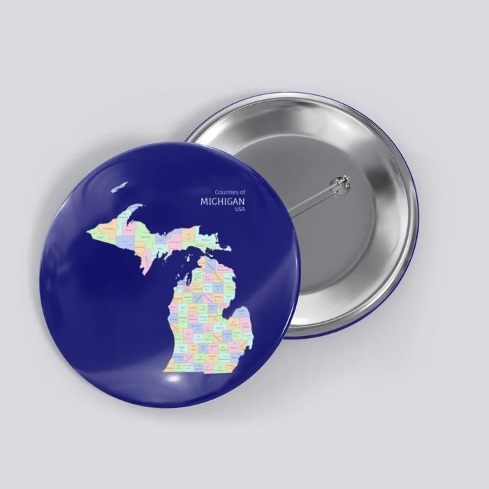 Counties Of Michigan Illustration Map Button