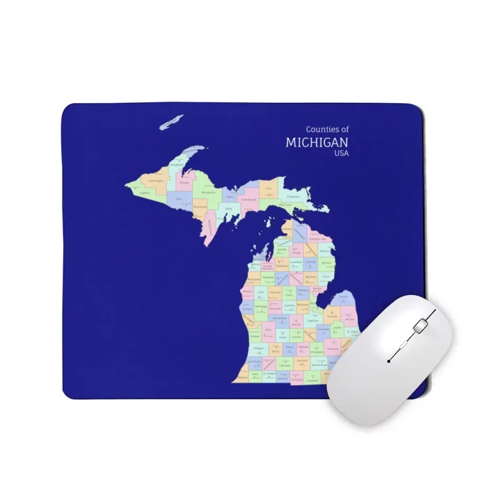 Counties Of Michigan Illustration Map Mousepad