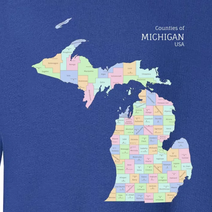 Counties Of Michigan Illustration Map Toddler Sweatshirt