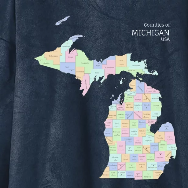 Counties Of Michigan Illustration Map Hooded Wearable Blanket