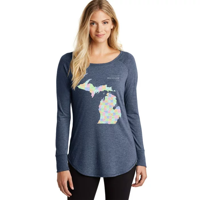 Counties Of Michigan Illustration Map Women's Perfect Tri Tunic Long Sleeve Shirt