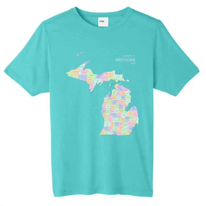 Counties Of Michigan Illustration Map ChromaSoft Performance T-Shirt