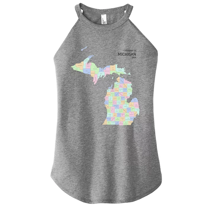 Counties Of Michigan Illustration Map Women’s Perfect Tri Rocker Tank