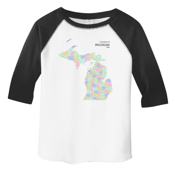 Counties Of Michigan Illustration Map Toddler Fine Jersey T-Shirt