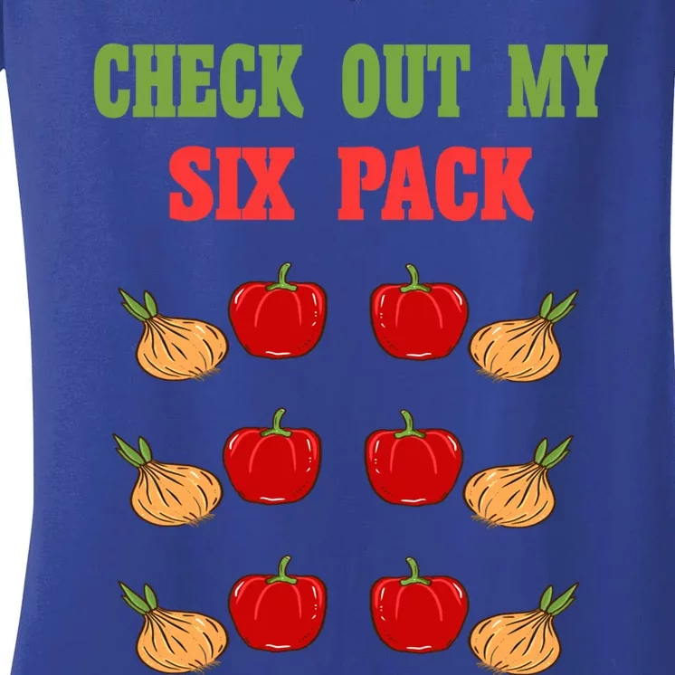 Check Out My Six 6 Pack Onion Paprika Weightlift Gift Women's V-Neck T-Shirt