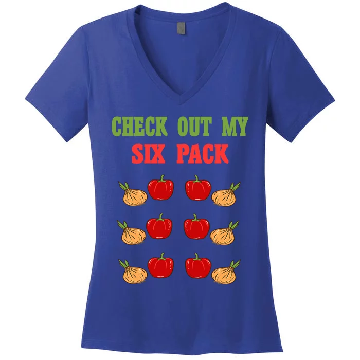 Check Out My Six 6 Pack Onion Paprika Weightlift Gift Women's V-Neck T-Shirt