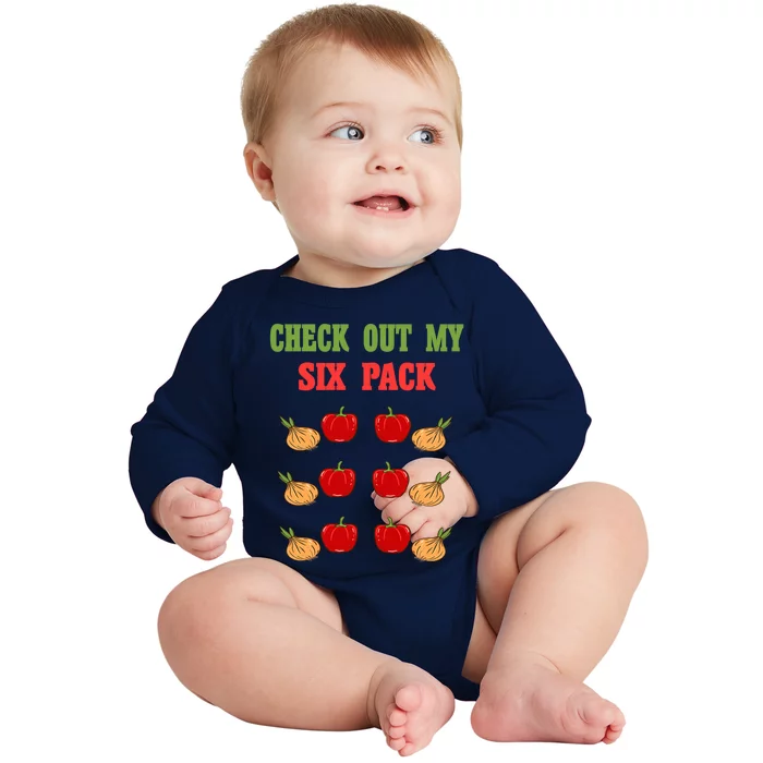 Check Out My Six 6 Pack Onion Paprika Weightlift Gift Baby Long Sleeve Bodysuit