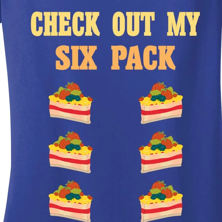 Check Out My Six 6 Pack Strawberry Cake Weightlift Gift Women's V-Neck T-Shirt