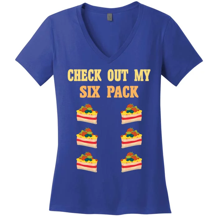 Check Out My Six 6 Pack Strawberry Cake Weightlift Gift Women's V-Neck T-Shirt