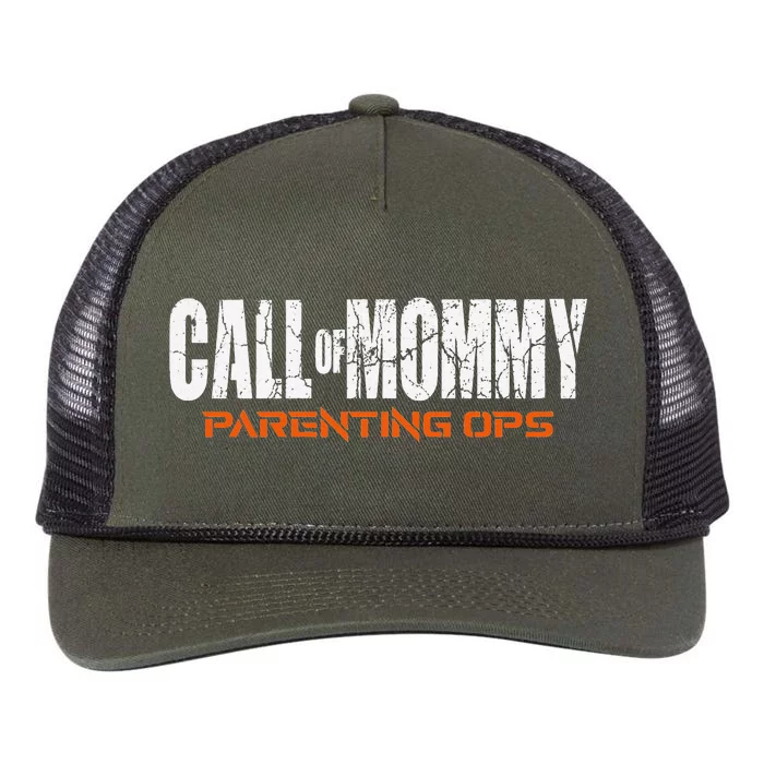 Call Of Mommy Parenting Ops Funny Gamer Mom Mother's Day Retro Rope Trucker Hat Cap