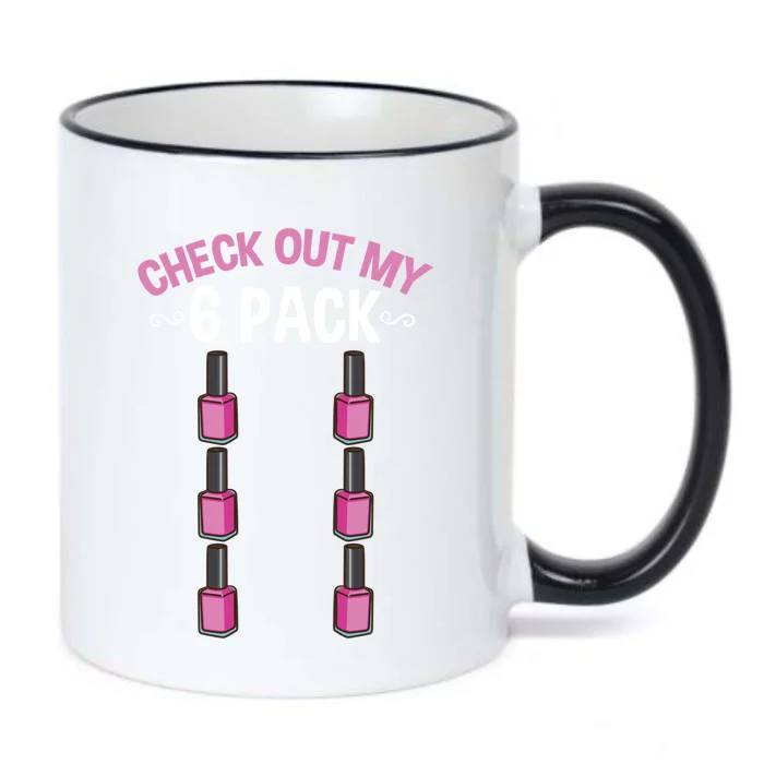 Check Out My Six Pack Nail Polish Gift Black Color Changing Mug