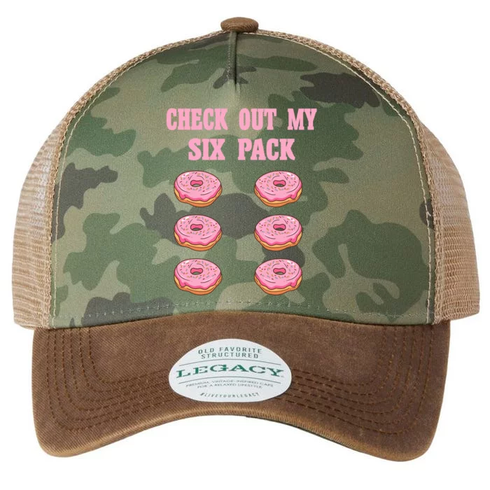 Check Out My Six 6 Pack Strawberry Donut Weightlifting Gift Legacy Tie Dye Trucker Hat