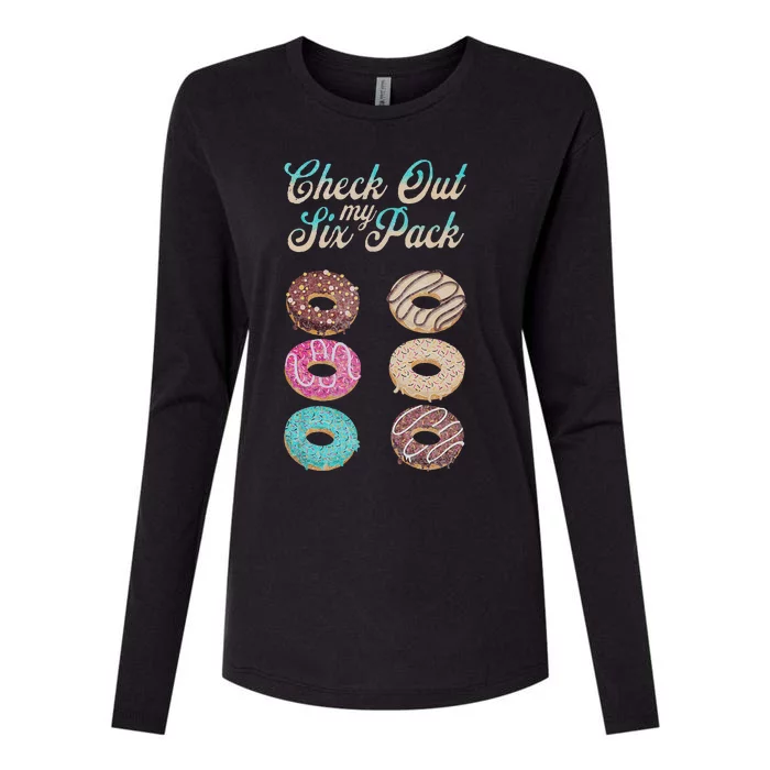 Check Out My Six Pack Funny Donut Womens Cotton Relaxed Long Sleeve T-Shirt