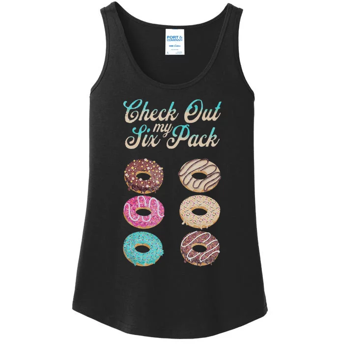 Check Out My Six Pack Funny Donut Ladies Essential Tank