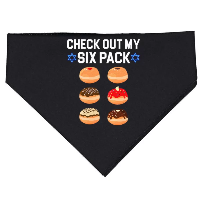 Check Out My Six Pack Donut Abs Hanukkah Chanukah USA-Made Doggie Bandana