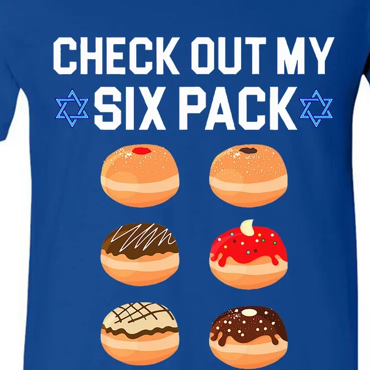 Check Out My Six Pack Donut Abs Hanukkah Chanukah V-Neck T-Shirt