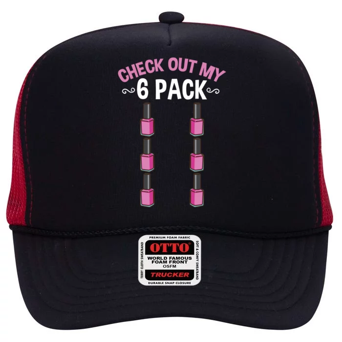 Check Out My Six Pack Nail Polish Gift High Crown Mesh Trucker Hat