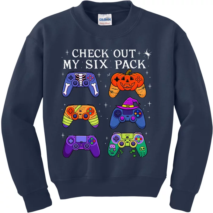 Check Out My 6 Six Pack Video Game Halloween Gamers Kids Sweatshirt