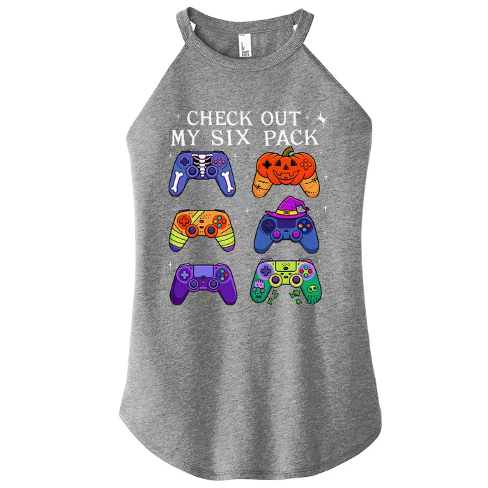 Check Out My 6 Six Pack Video Game Halloween Gamers Women’s Perfect Tri Rocker Tank