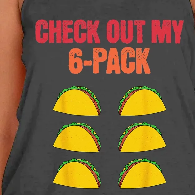 Check Out My Six 6 Pack With Tacos For Cinco de Mayo Funny Women's Knotted Racerback Tank