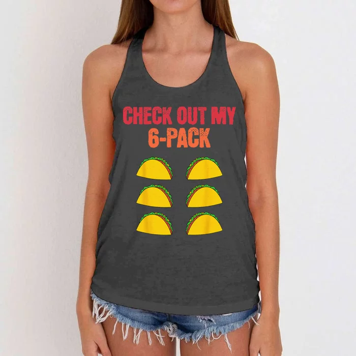 Check Out My Six 6 Pack With Tacos For Cinco de Mayo Funny Women's Knotted Racerback Tank